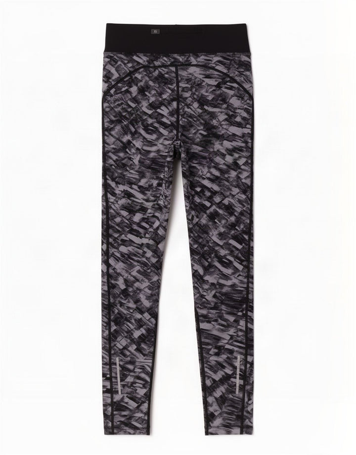 Nike Dame Dri Fit Leggings med abstrakt mønster UK 8 Small Grå