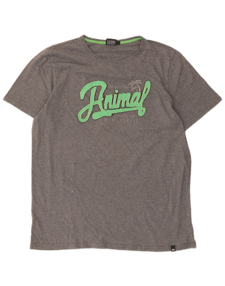 Animal Herre Grafisk T-Shirt Top Stor Grå Bomuld
