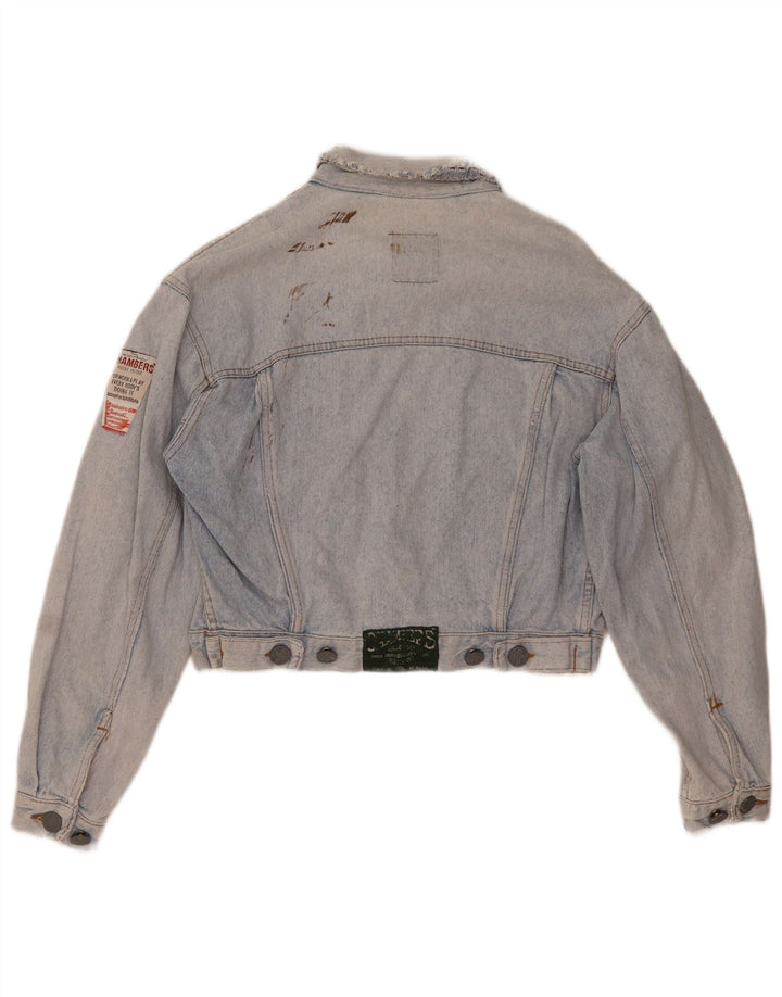CHAMBERS Dame Crop Denim Jacket UK 16 Large Blue