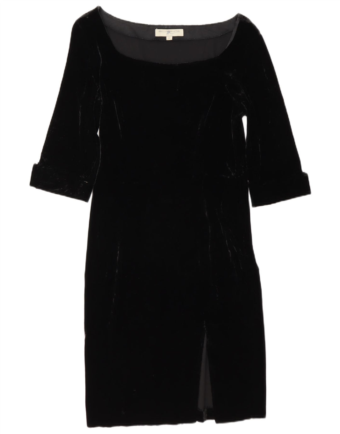 Blunauta Dame Velour 3/4 Ærmet Skede Kjole IT 44 Medium Sort Viscose