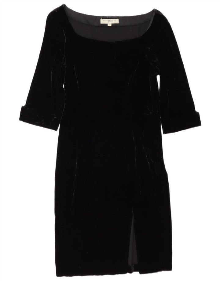 Blunauta Dame Velour 3/4 Ærmet Skede Kjole IT 44 Medium Sort Viscose