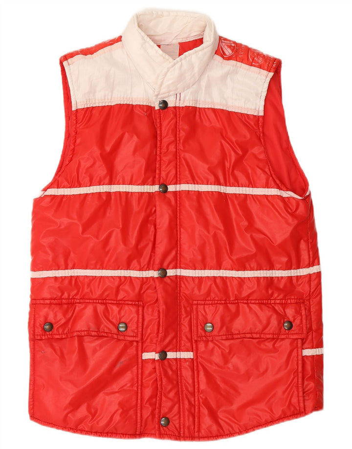 Vintage Polstret Gilet til mænd UK 36 Small Red Colourblock Polyamid
