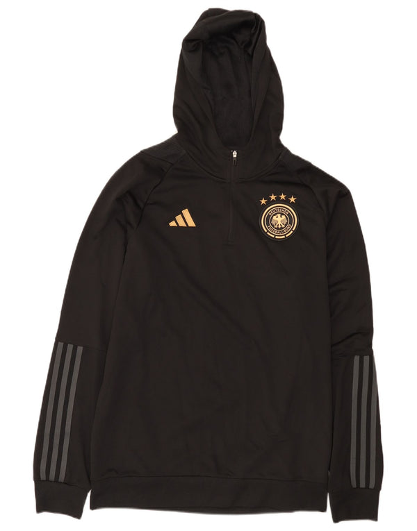 Adidas Herre Deutscher Fussball Bund Zip Neck Hoodie Jumper Medium Sort