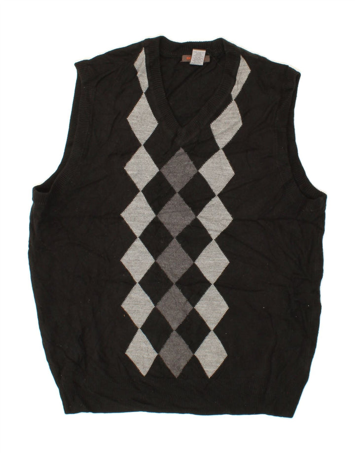 DOCKERS Mens Vest Tank Top XL Black Argyle/Diamond Acrylic Vintage Dockers and Second-Hand Dockers from Messina Hembry 
