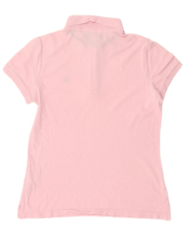 Benetton Dame Polo Shirt UK 14 Large Pink Bomuld