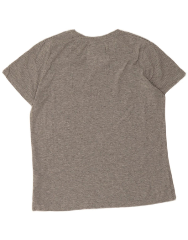 Superdry Grafisk T-shirt top til kvinder UK 14 Stor grå bomuld