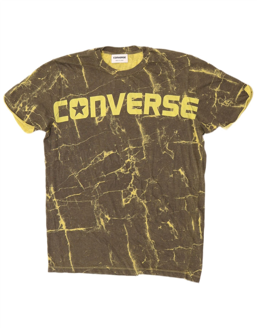 Converse Herre abstrakt mønster grafisk T-shirt Top Stor Khaki Bomuld