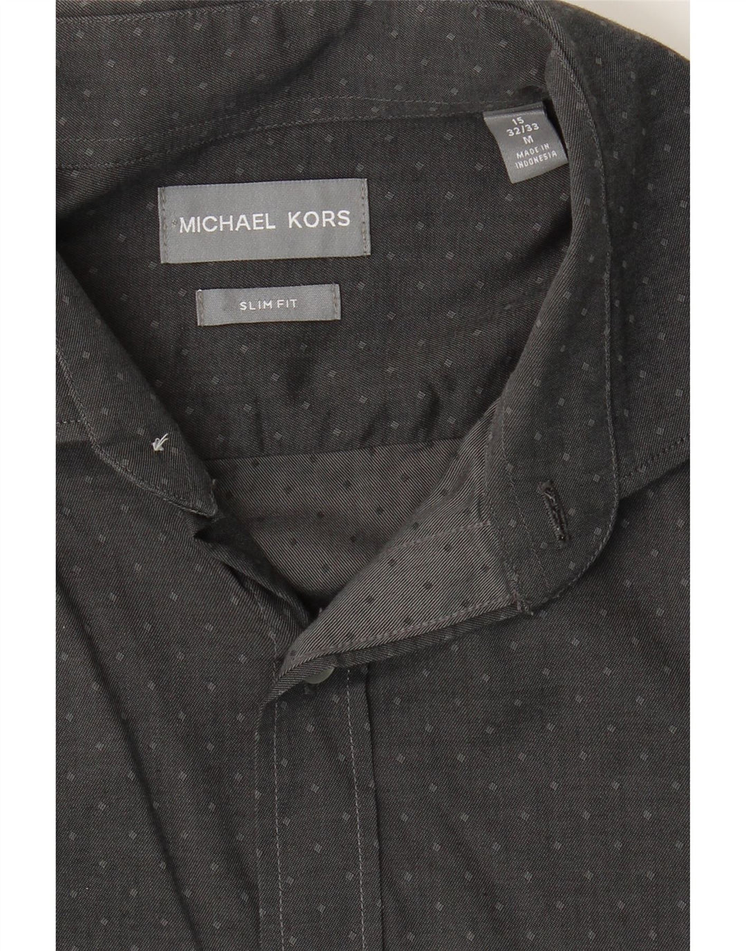 MICHAEL KORS Mens Slim Fit Shirt Size 15 Medium Grey Spotted Vintage Michael Kors and Second-Hand Michael Kors from Messina Hembry 