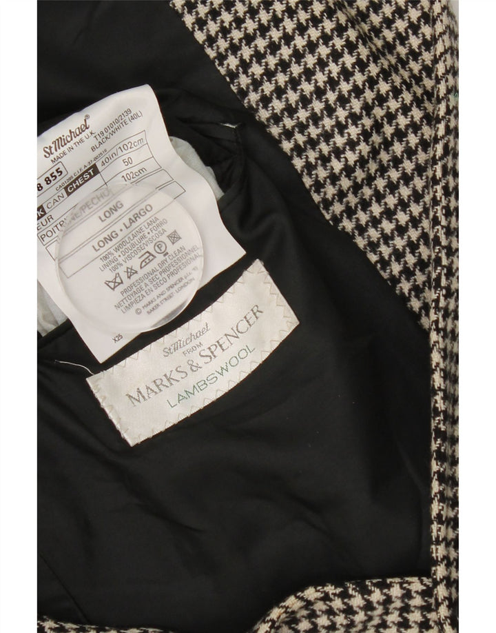 Marks & Spencer Herre lang blazerjakke UK 40 Medium Black Houndstooth