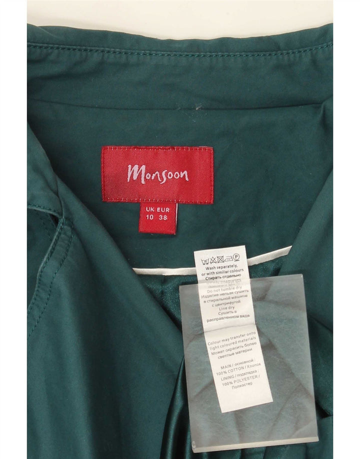 Monsoon Womens Trench Coat UK 10 Lille grøn bomuld