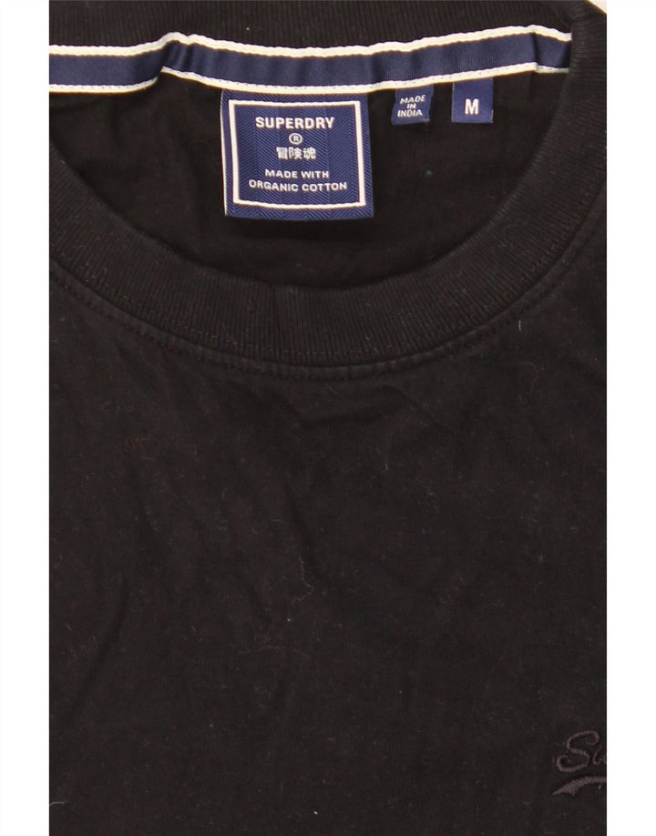 SUPERDRY Herre T-Shirt Top Medium Sort Bomuld