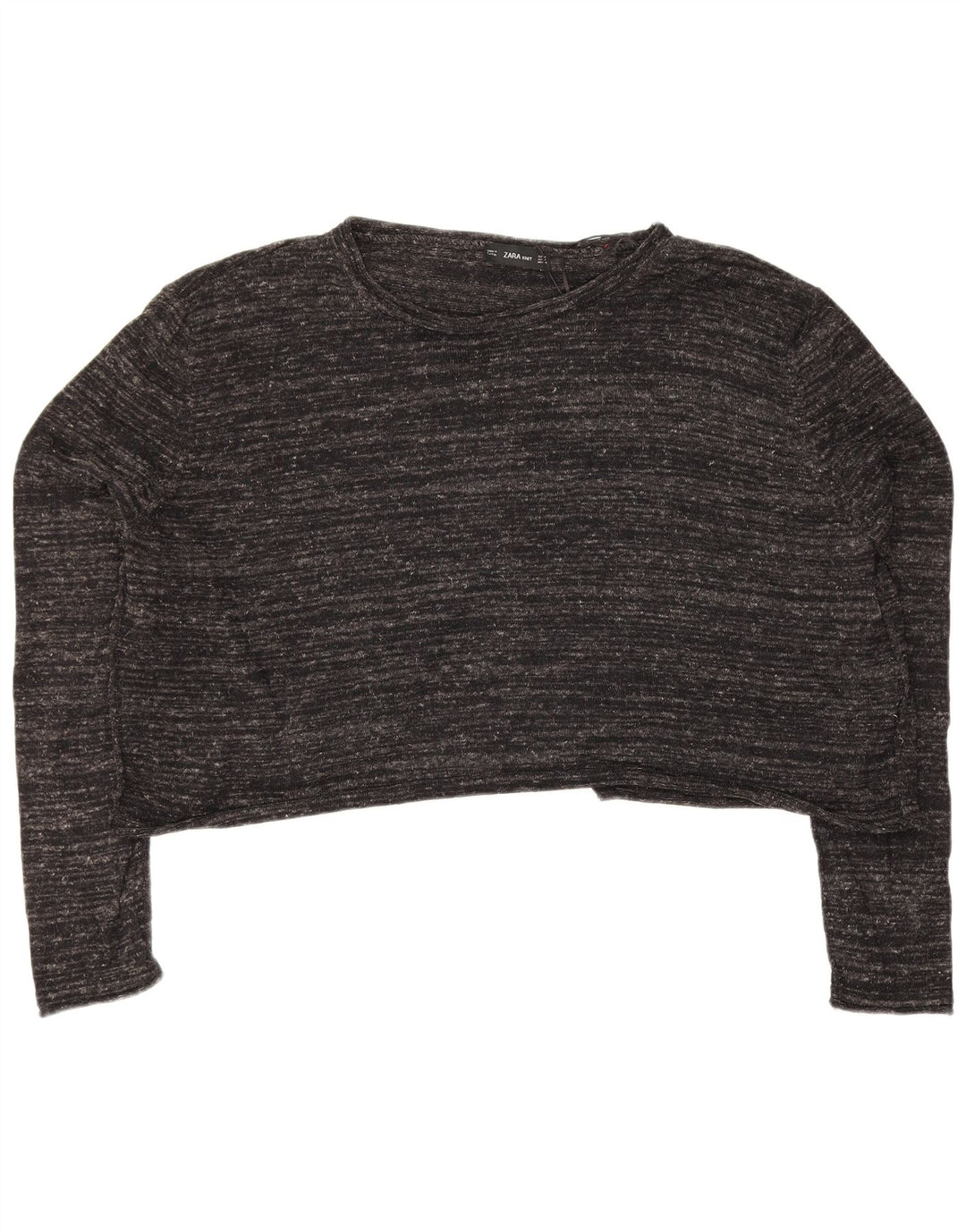 Zara Womens Crop Oversized Top Langærmet UK 14 Medium Grey Flecked