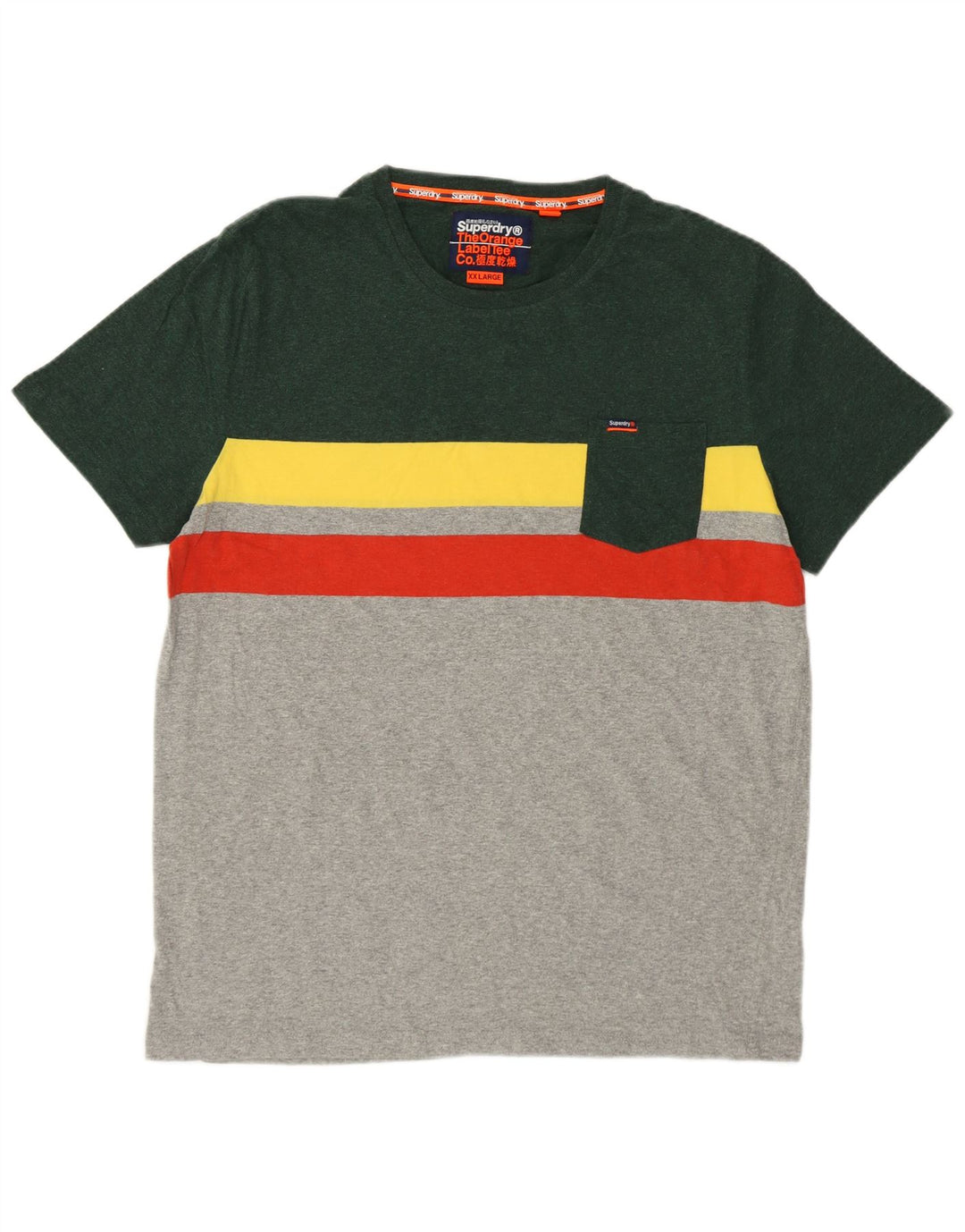 Superdry T-shirt top til mænd 2XL Grå Colourblock Bomuld