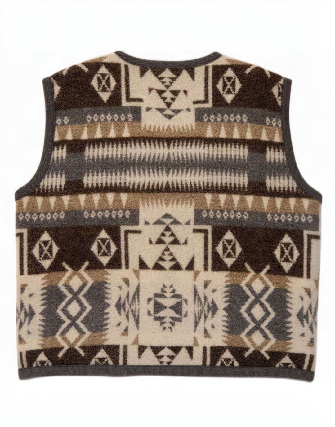 Vintage herrevest 2XL brun geometrisk uld