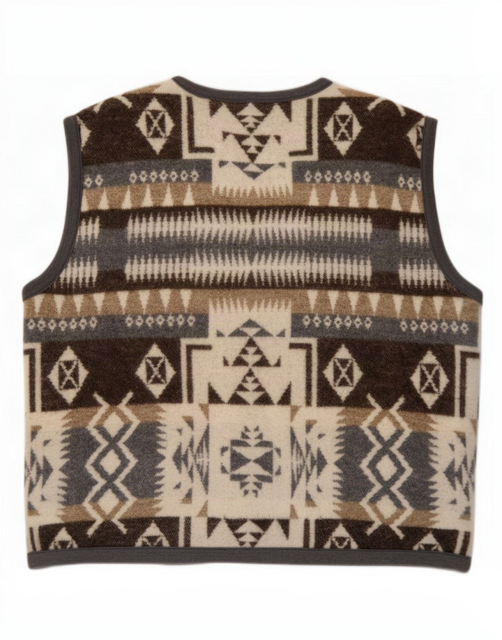 Vintage herrevest 2XL brun geometrisk uld