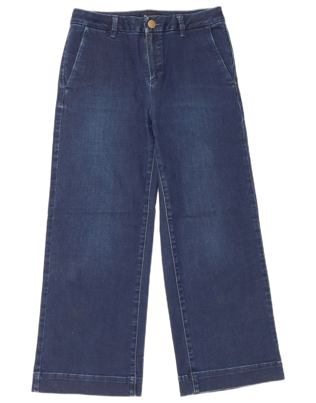 Massimo Dutti Dame Crop Wide Leg Jeans W26 L23 Blå