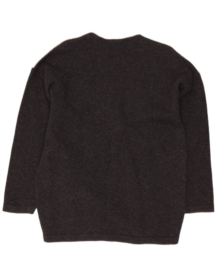 Cecilia Benetti Dame sweater med rund hals DK 16 Stor grå lammeuld