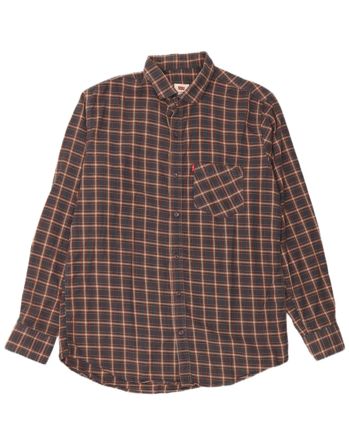 Levi's herre Slim Fit skjorte XL marineblå ternet