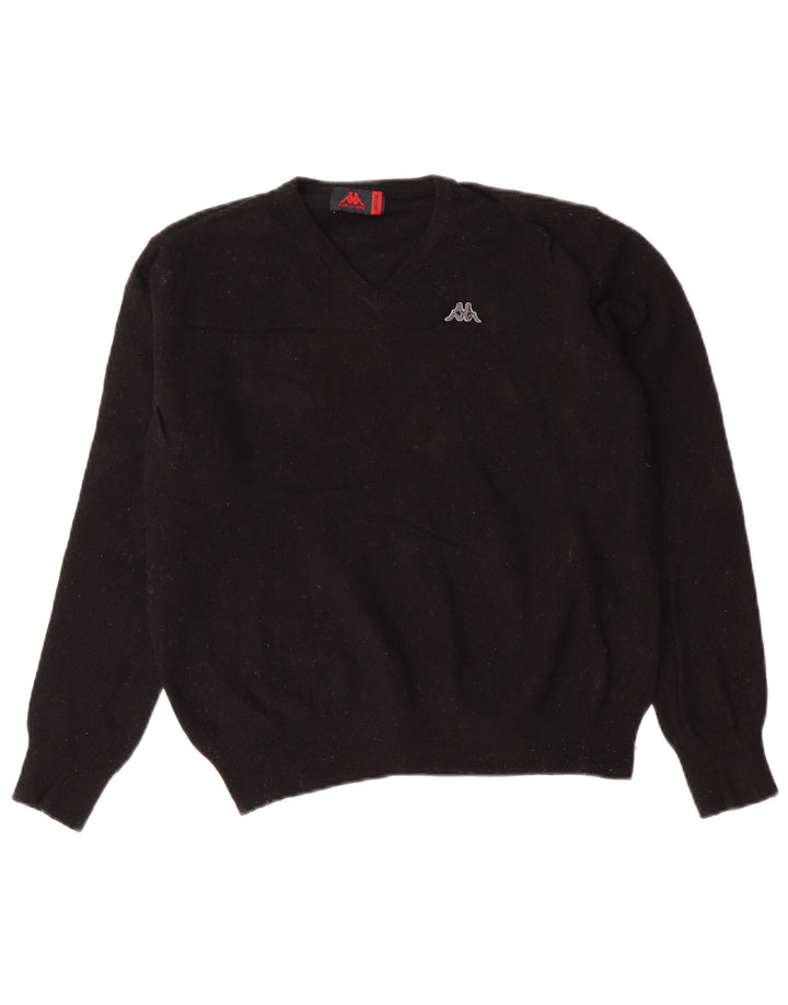 Kappa Dame V-hals sweater UK 14 Medium Sort lammeuld
