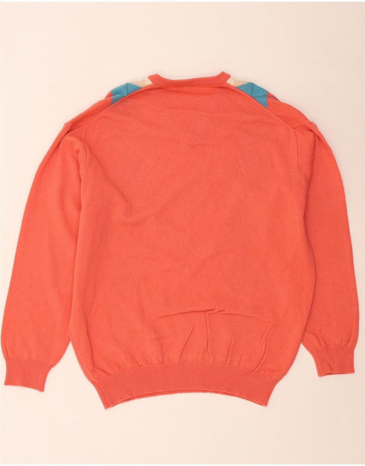 LYLE & SCOTT Herre V-hals sweater XL Orange Argyle/Diamond