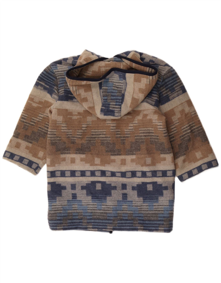 Vintage hættefrakke til kvinder UK 12 Medium Flerfarvet geometrisk uld