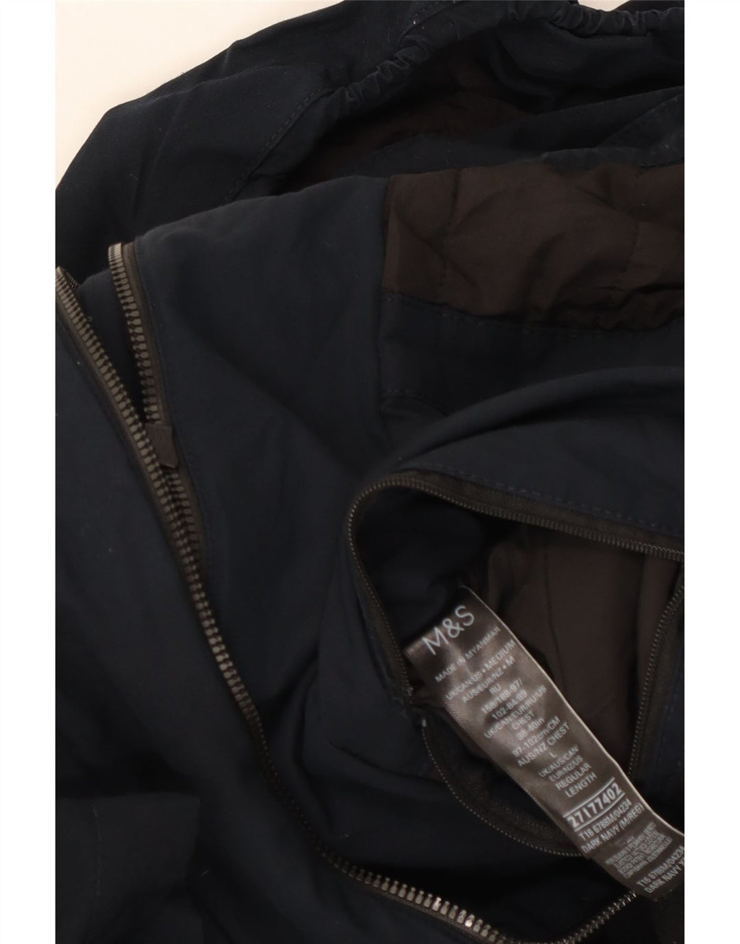 Marks & Spencer Herre Hooded Utility Jacket UK 38 Medium Navy Blue Cotton