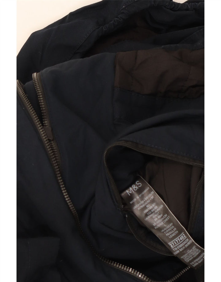 Marks & Spencer Herre Hooded Utility Jacket UK 38 Medium Navy Blue Cotton