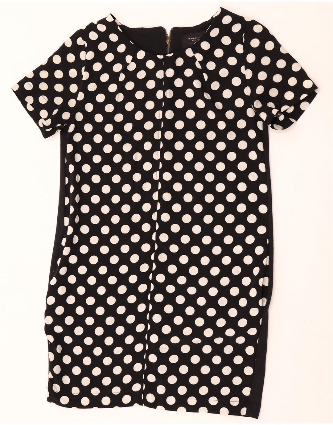 Zara Womens Shift Dress UK 12 Medium Black Polka Dot Polyester