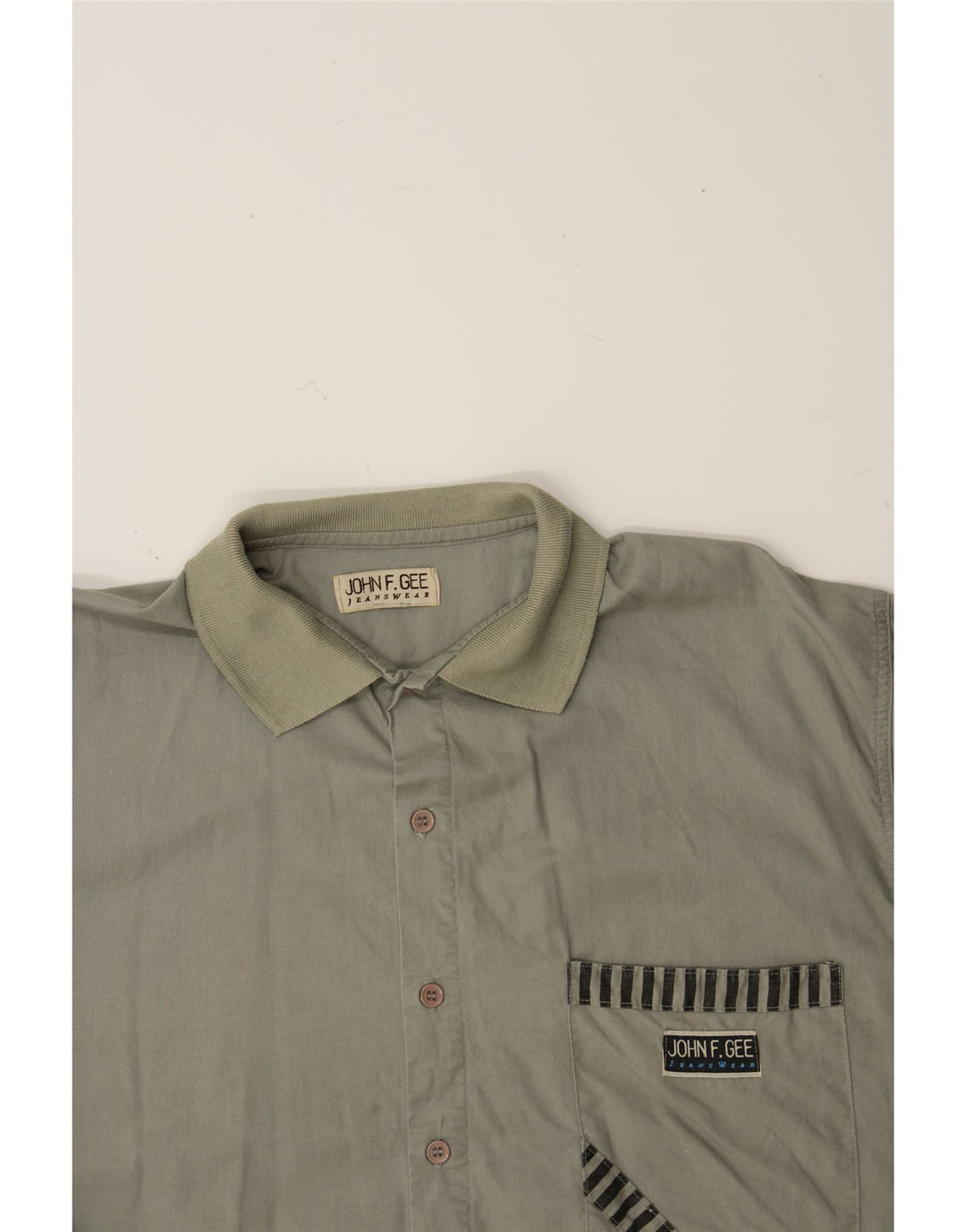 JOHN F GEE Mens Short Sleeve Shirt XL Grey Cotton Vintage John F Gee and Second-Hand John F Gee from Messina Hembry 