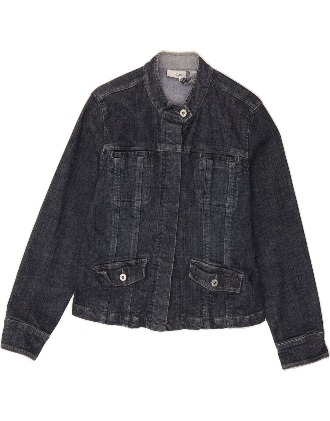 CHICO'S Womens Denim Jacket UK 14 Medium Navy Blue Cotton Vintage Chico's and Second-Hand Chico's from Messina Hembry 