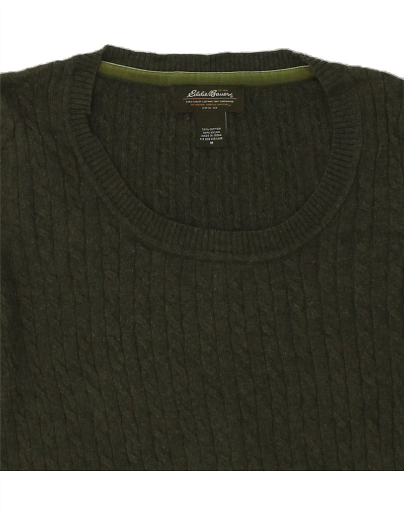 EDDIE BAUER Womens Crew Neck Jumper Sweater UK 14 Medium Green Cotton | Vintage Eddie Bauer | Thrift | Second-Hand Eddie Bauer | Used Clothing | Messina Hembry 