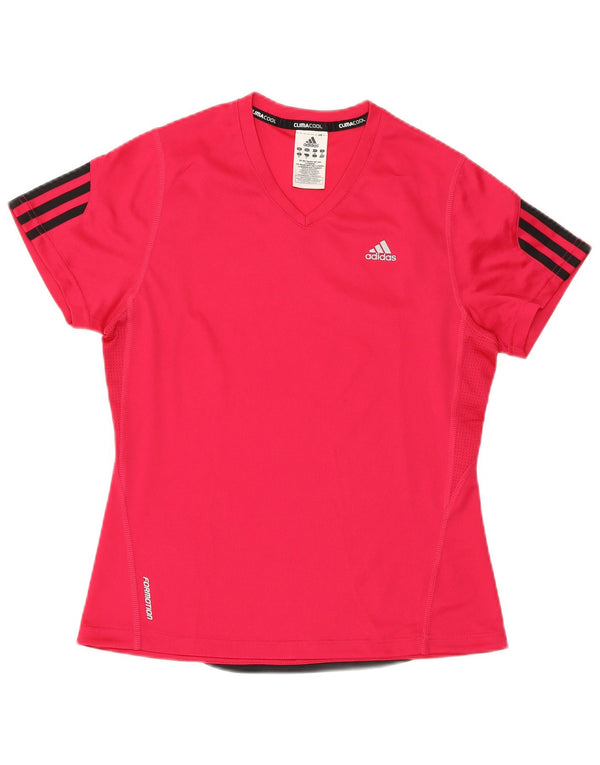 ADIDAS Dame Climacool T-Shirt Top UK 12 Medium Pink Polyester