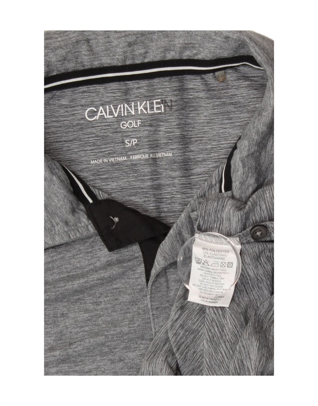 Calvin Klein Herre Golf Polo Shirt Lille Grå Flecked Polyester