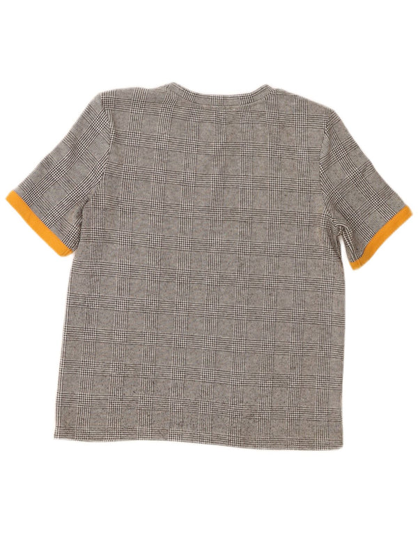 Zara Dame Trafaluc T-Shirt Top UK 10 Small Grey Check