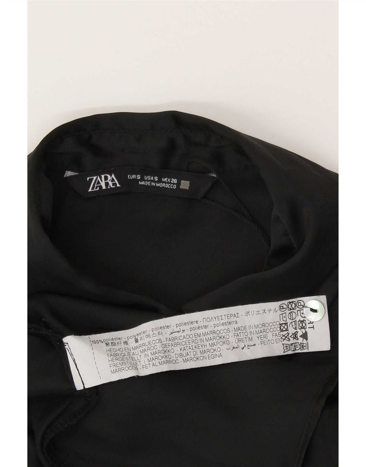 Zara Oversized skjortebluse til kvinder UK 10 Lille sort polyester