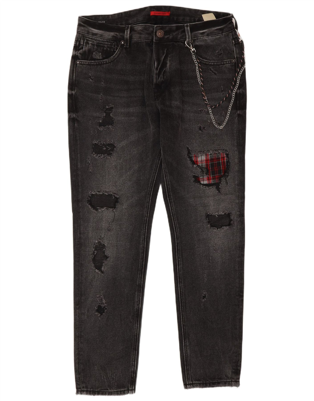 Gianni Lupo Herre Bruce Distressed Slim Jeans IT 48 Medium W34 L30 Grå