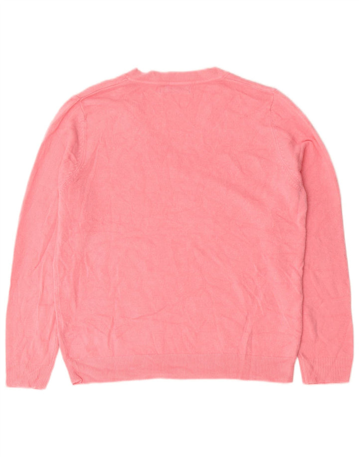Marks & Spencer Dame V-hals sweater UK 14 Medium Pink Akryl
