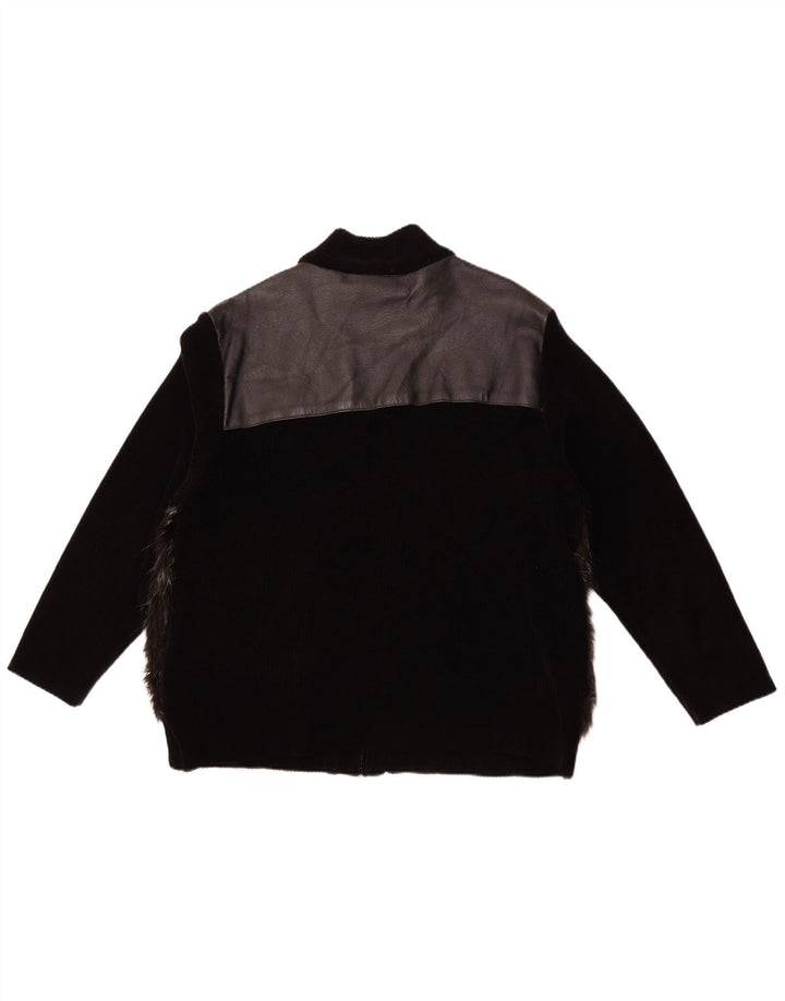 VINTAGE læderjakke til kvinder UK 18 XL sort læder