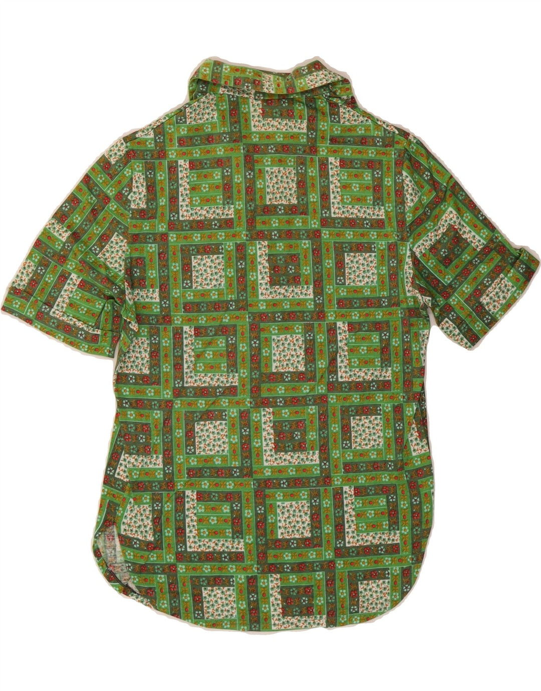 VINTAGE Womens Short Sleeve Pullover Shirt UK 8 Small Green Floral Vintage Vintage and Second-Hand Vintage from Messina Hembry 