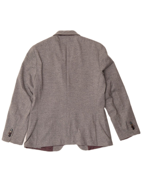 John Barritt Dame 2 Button Blazer Jacket IT 50 XL Grå Bomuld