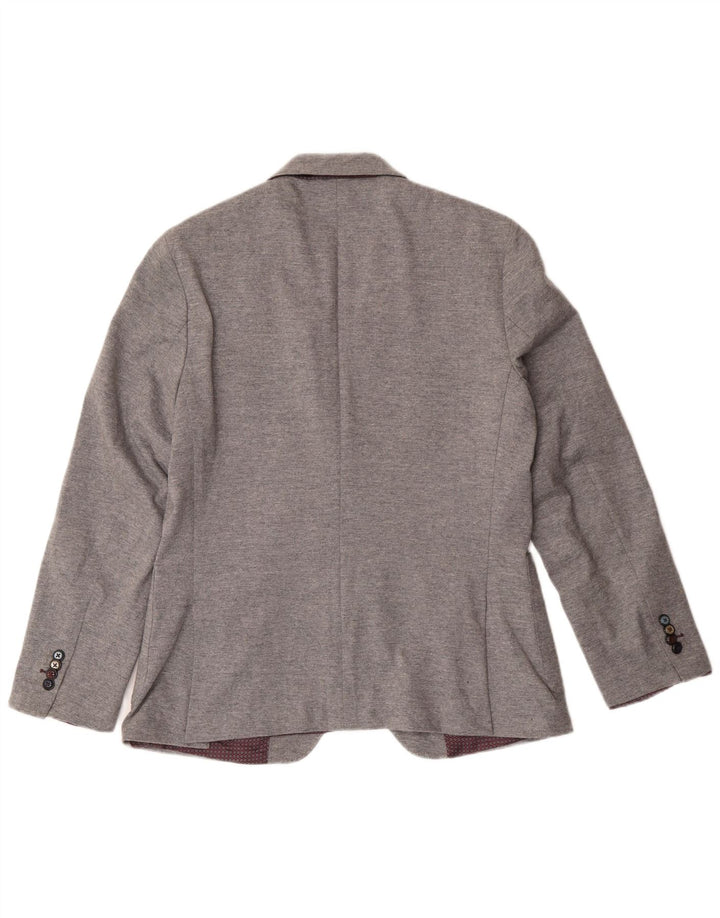 John Barritt Dame 2 Button Blazer Jacket IT 50 XL Grå Bomuld