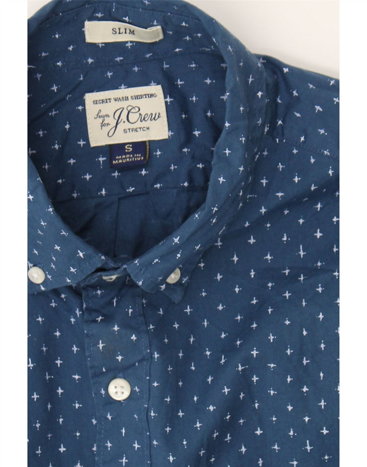 J. CREW Mens Abstract Pattern Slim Shirt Small Navy Blue Cotton Vintage J. Crew and Second-Hand J. Crew from Messina Hembry 