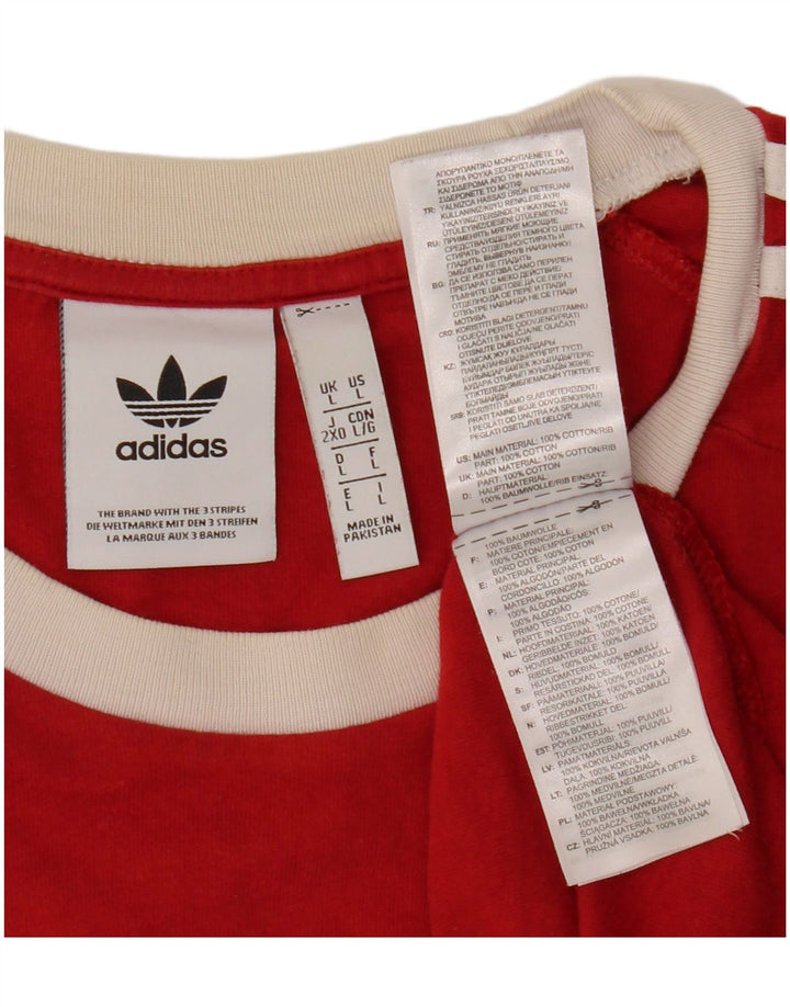 ADIDAS Herre T-Shirt Top Stor Rød Bomuld