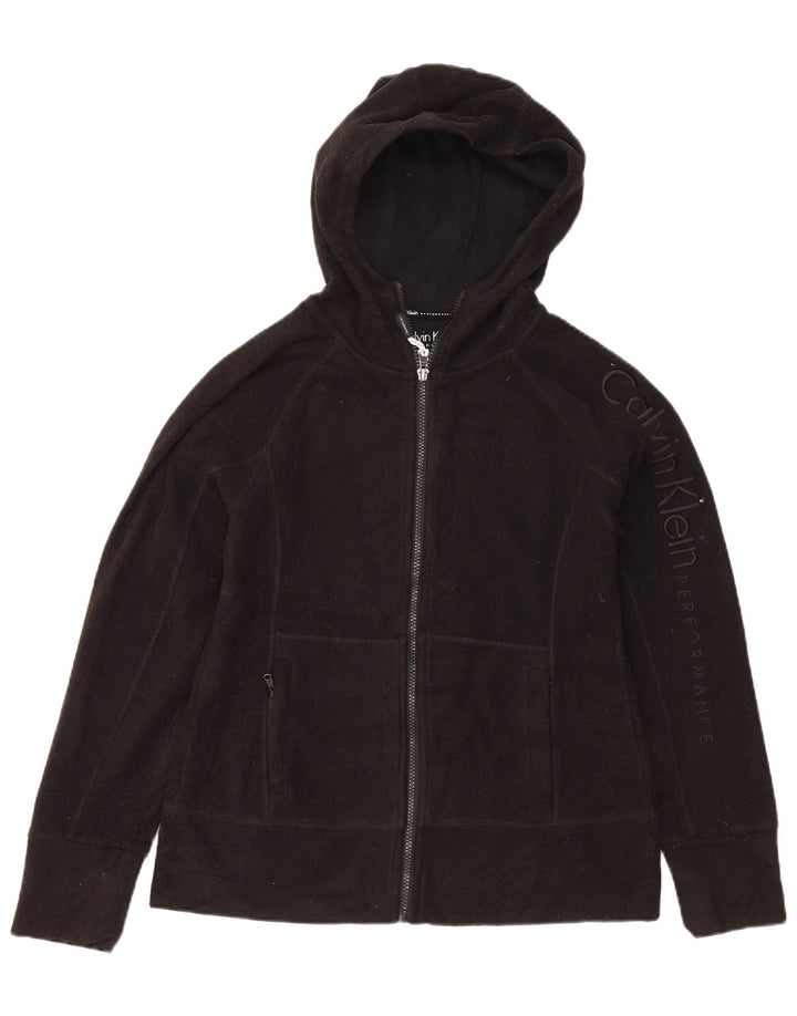 Calvin Klein Dame Grafisk Hættejakke Fleece DK 10 Lille Sort