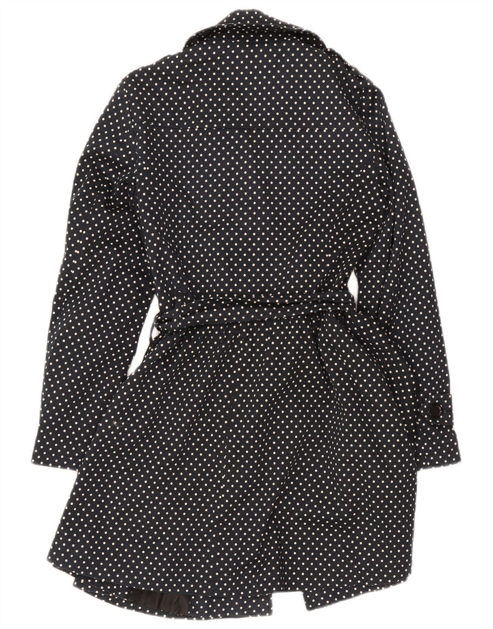Oasis Womens Trench Coat UK 8 Small Black Polka Dot Cotton