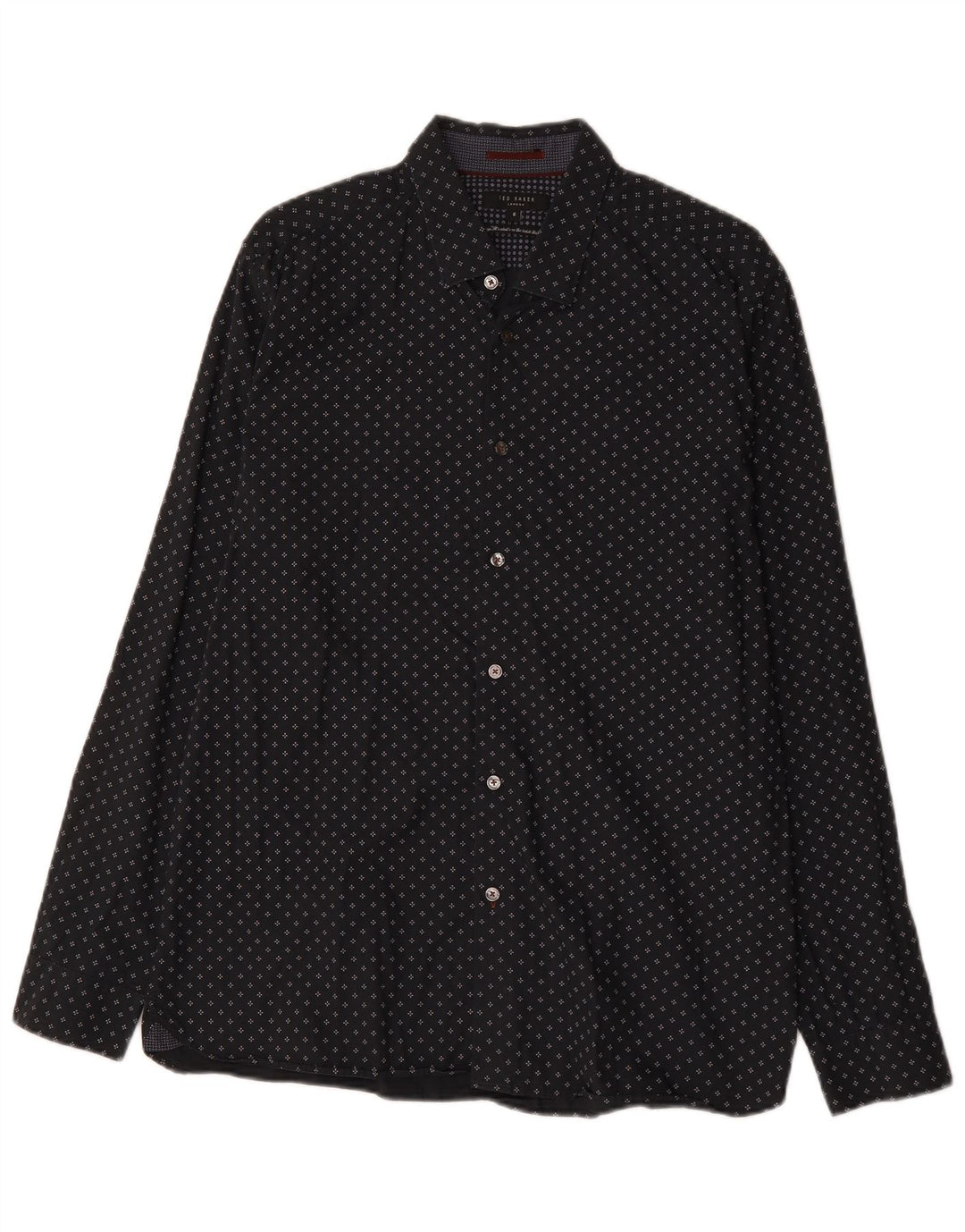 Ted Baker Herreskjorte str. 6 2XL Sort geometrisk bomuld
