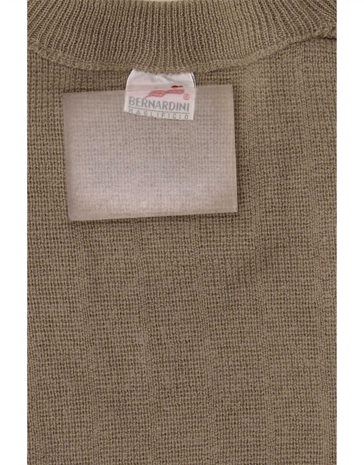Bernardini Herre Crew Neck Jumper Sweater XL Khaki Geometrisk Uld