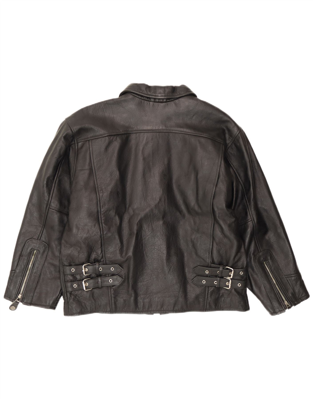 Vintage Herre Læderjakke EU 54 2XL Sort Læder