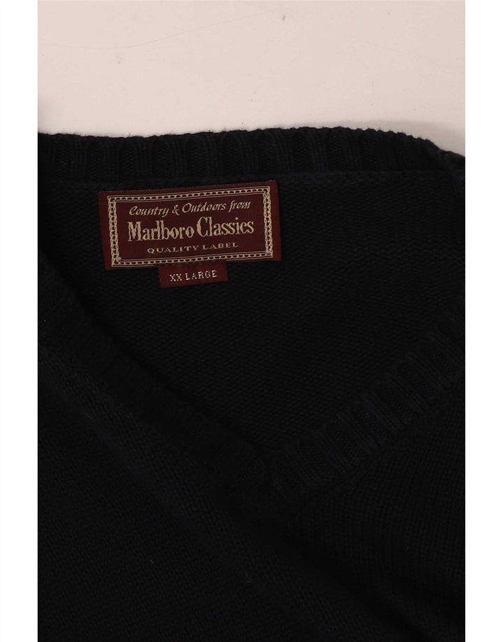 Marlboro Classics Herre V-hals sweater 2XL marineblå