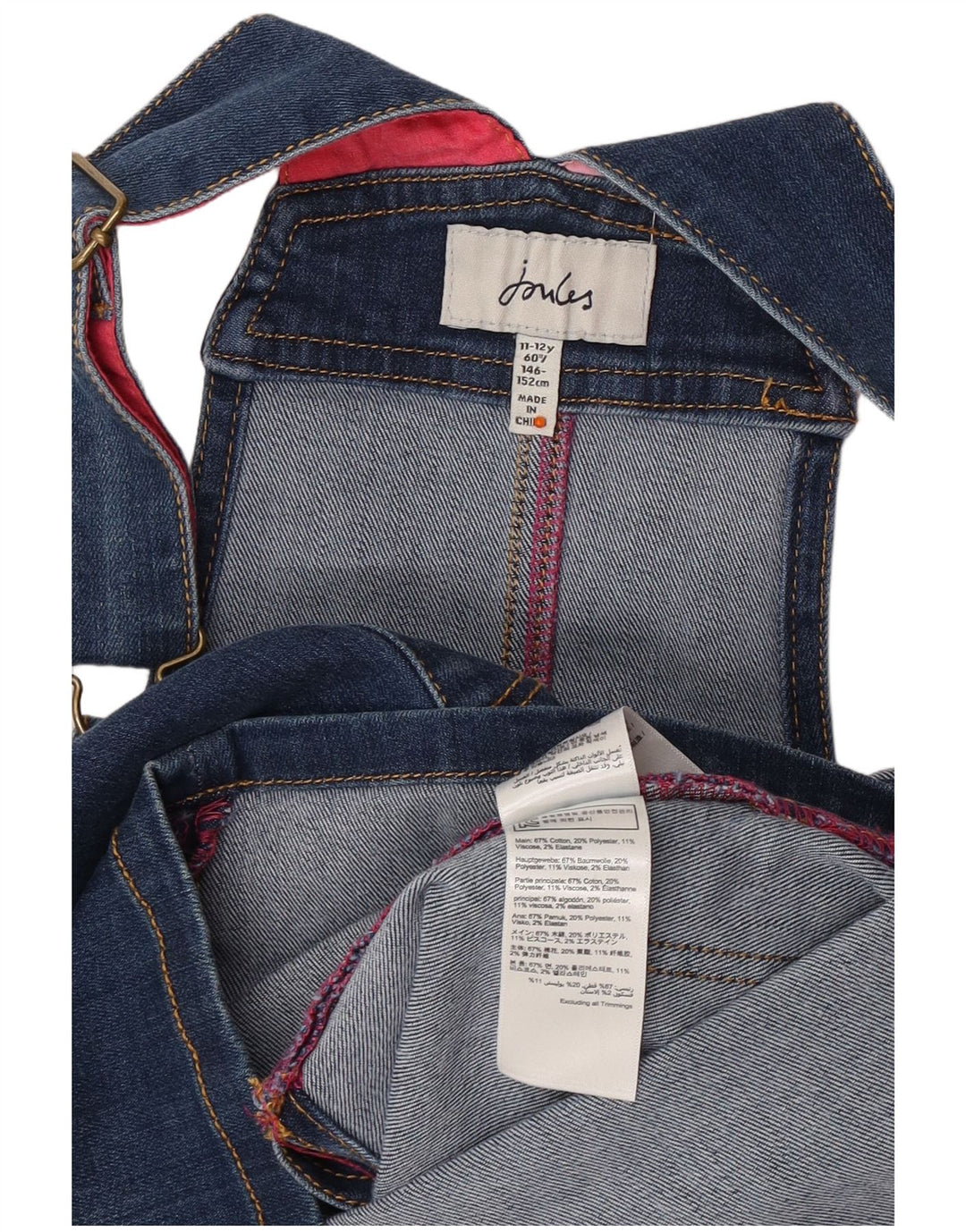 JOULES Pige Denim Dungaree kjole 11-12 år Blå Bomuld